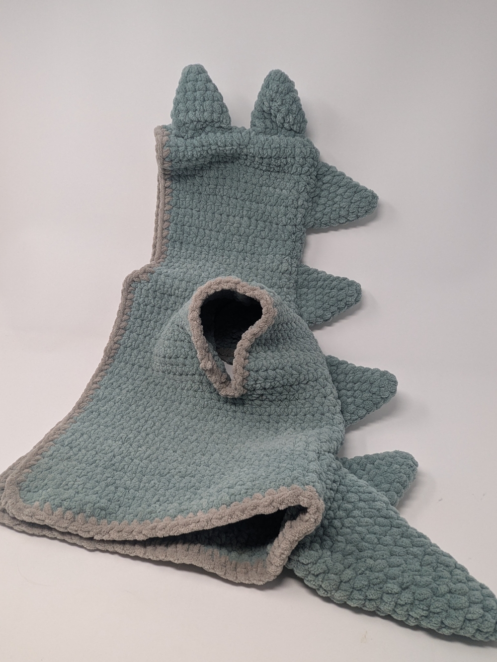 Kids Plush Dino Hooded Vest In Green